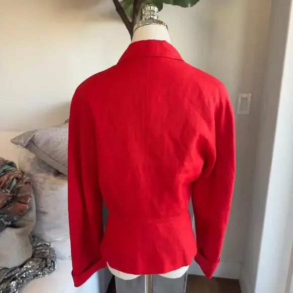 MaxMara Linen Blazer Jacket in Red Size 14 - Picture 6 of 6